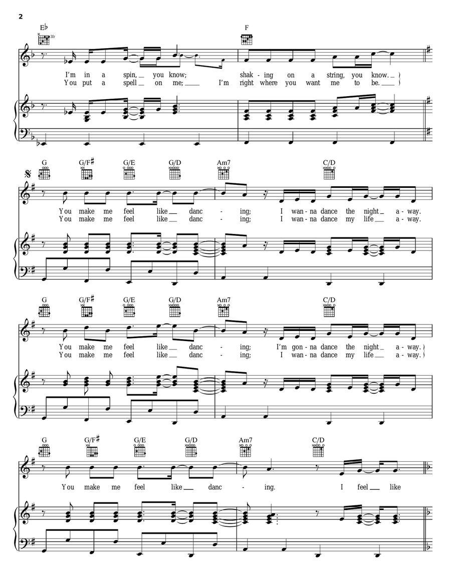 You Make Me Feel Like Dancing Piano, Vocal, Guitar scores gallery preview page 2