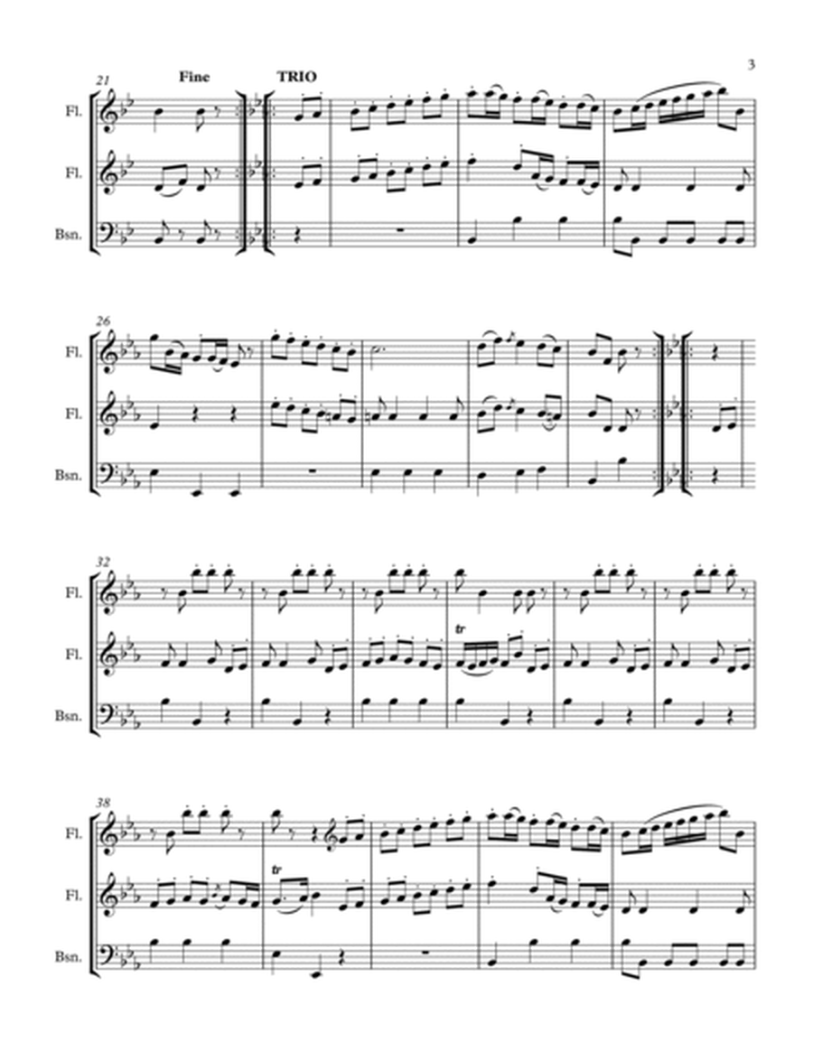 BOCCHERINI MINUET - (Minuet Op. 11 No. 5) Woodwind Trio, Intermediate Level for 2 flutes, bassoon image number null
