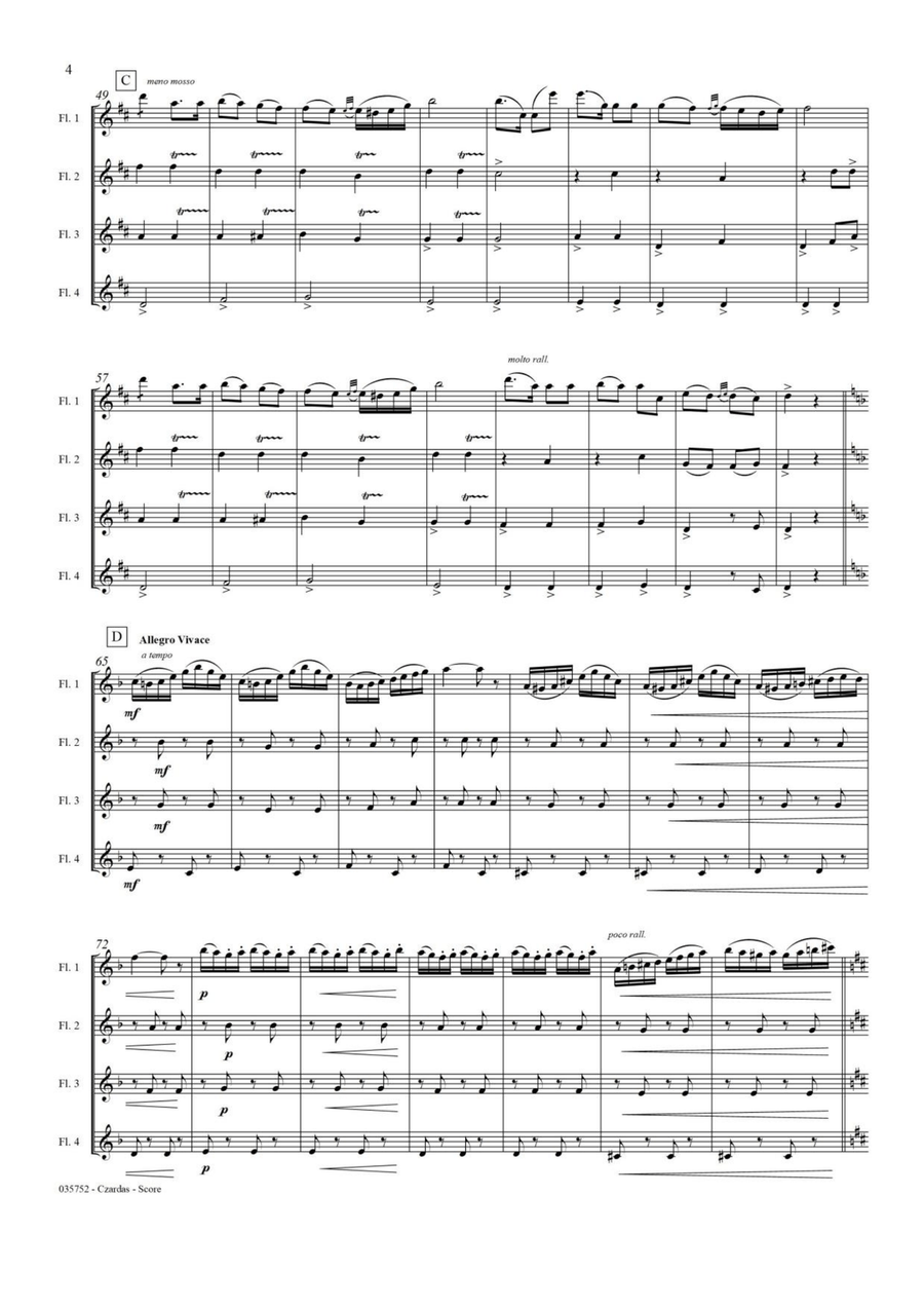 CZARDAS N01 - FLUTE QUARTET Flute Quartet scores gallery preview page 4