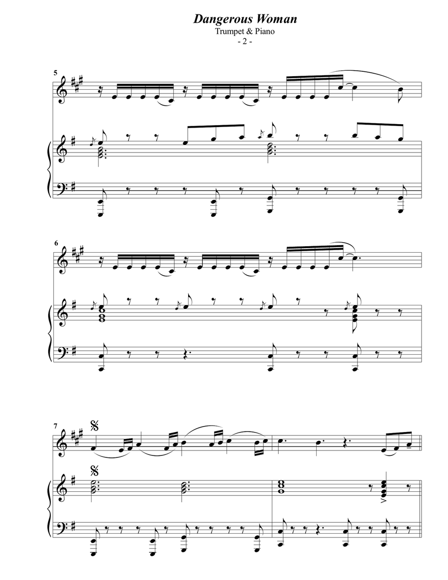Dangerous Woman B-Flat Trumpet scores gallery preview page 2
