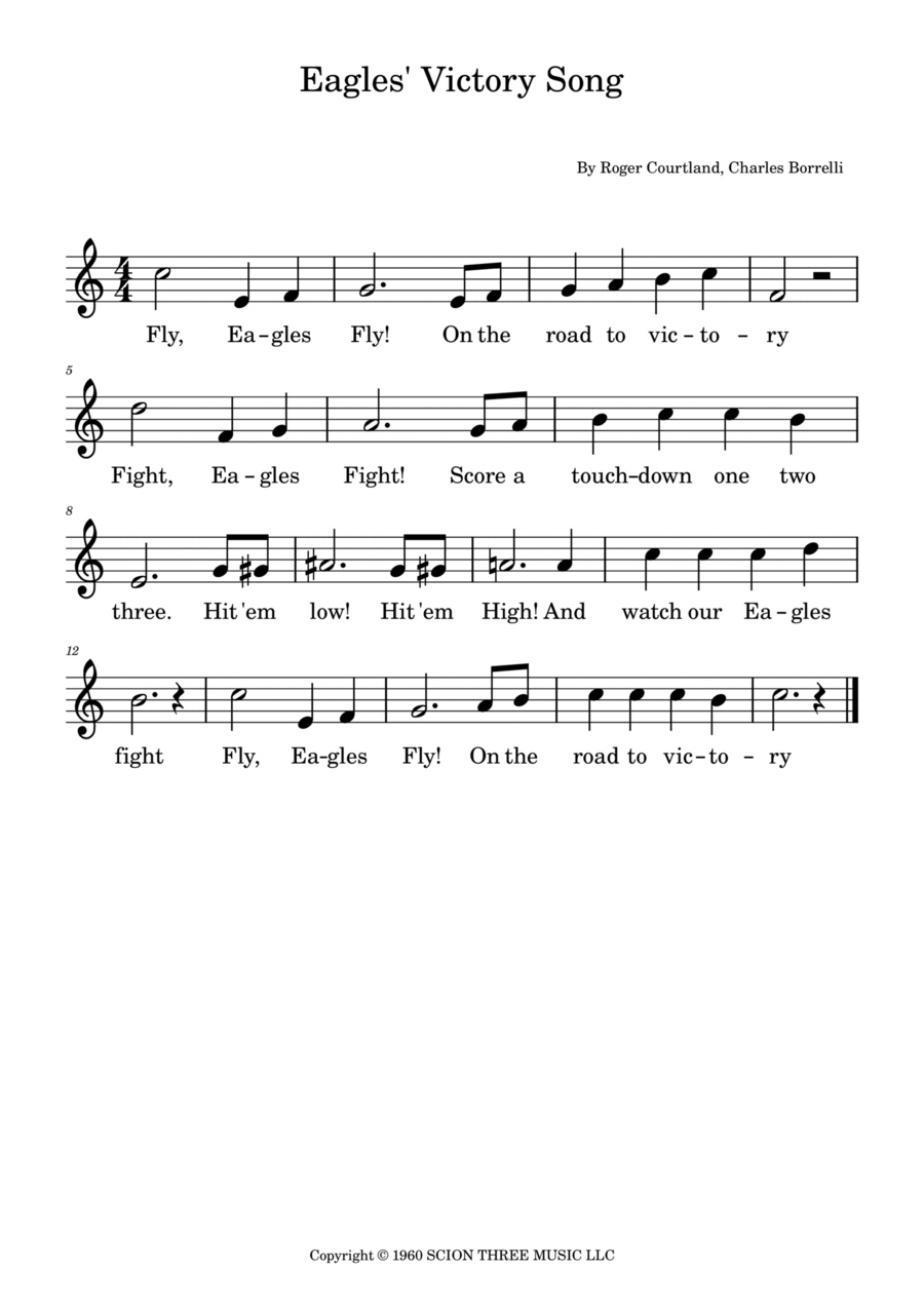 Eagles' Victory Song Easy Piano scores gallery preview page 1