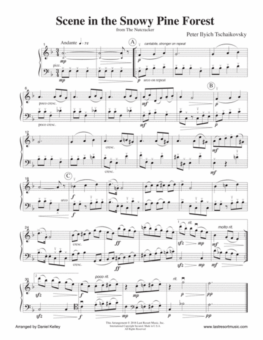 Scene in the Snowy Pine Forest from The Nutcracker - Duet - for Flute or Oboe or Violin & Cello or