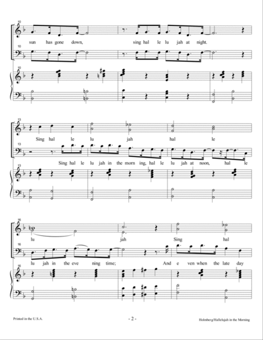 Hallelujah in the Morning - SAB 3-Part scores gallery preview page 2