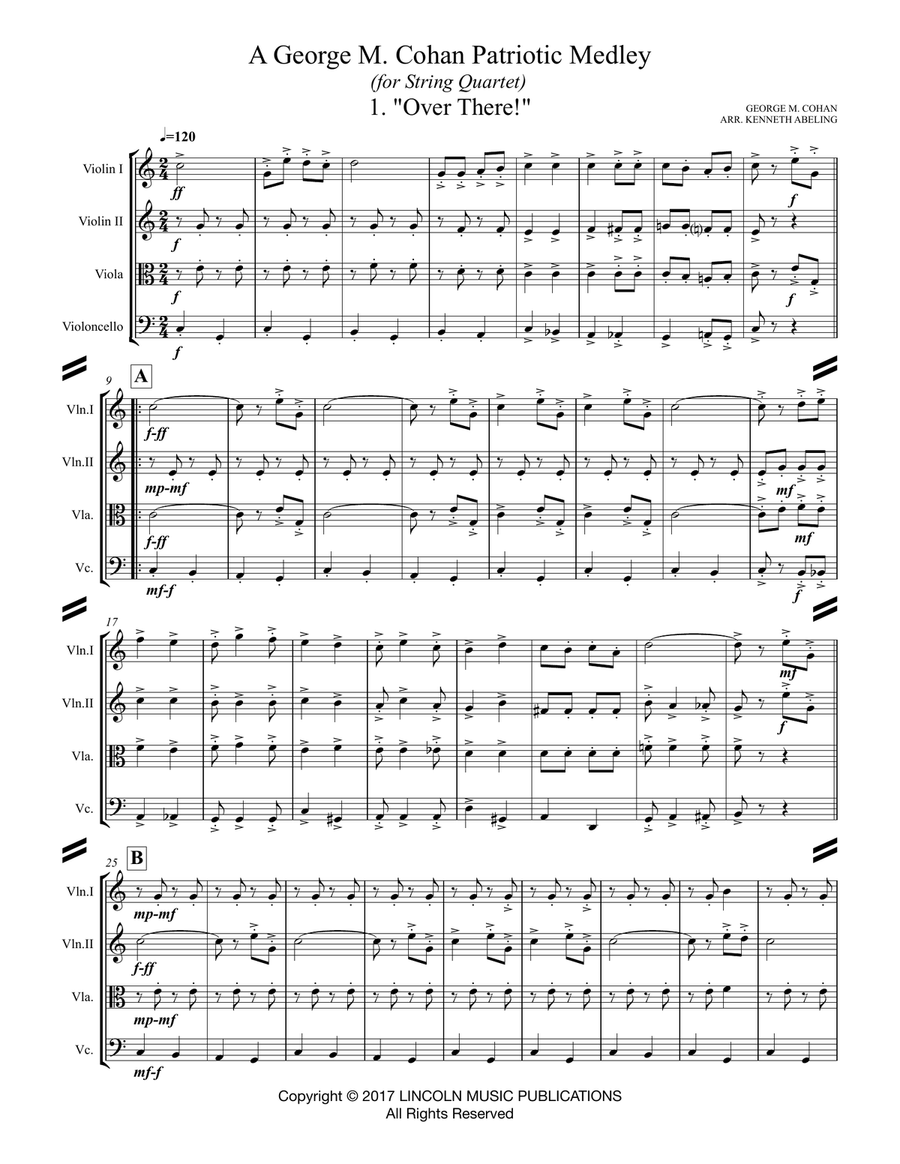 A Patriotic Medley by George M. Cohan (for String Quartet) String Quartet scores gallery preview page 2