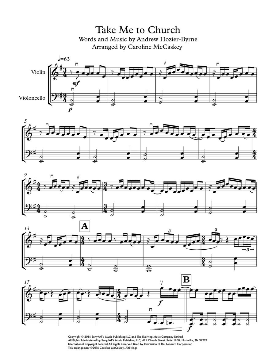 Take Me To Church String Duet scores gallery preview page 2