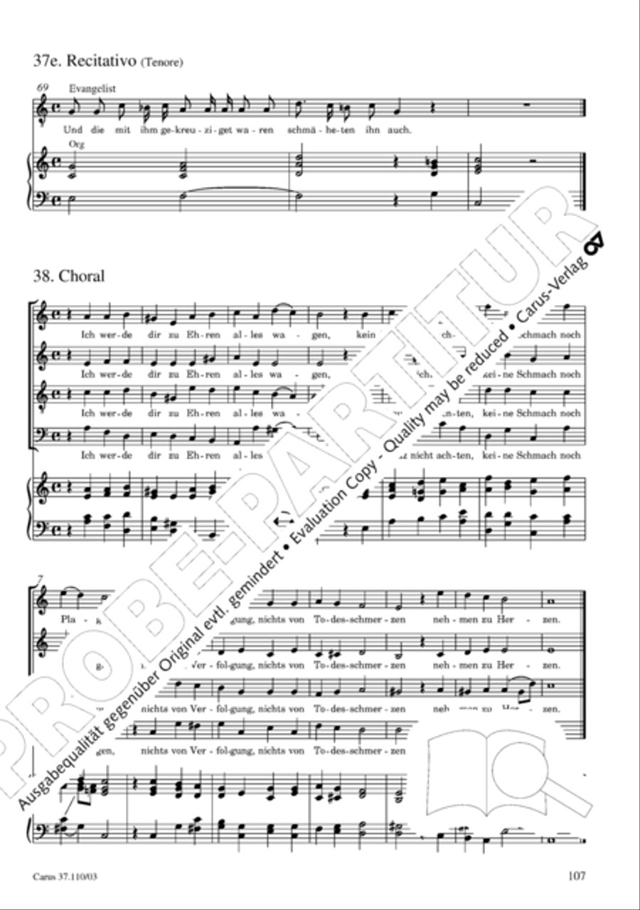 Markuspassion. Werkausgabe Reihe 1, Bd. 7 (Homilius) 4-Part scores gallery preview page 114