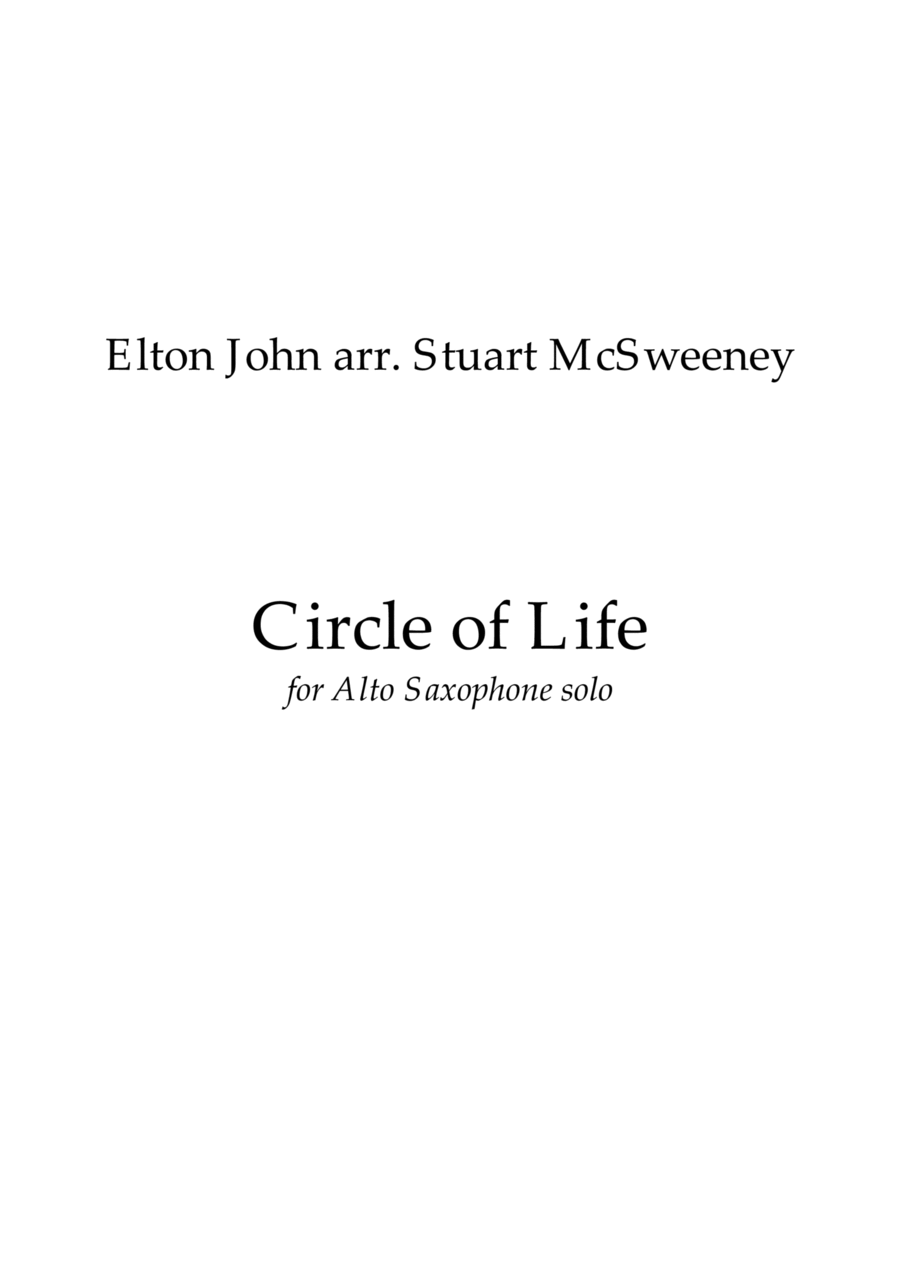 Circle Of Life Alto Saxophone scores gallery preview page 1