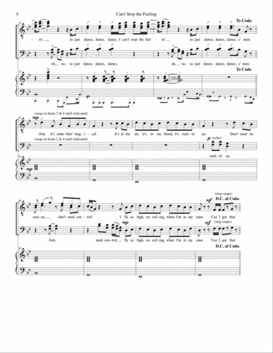 Can't Stop The Feeling from TROLLS TTBB scores gallery preview page 4