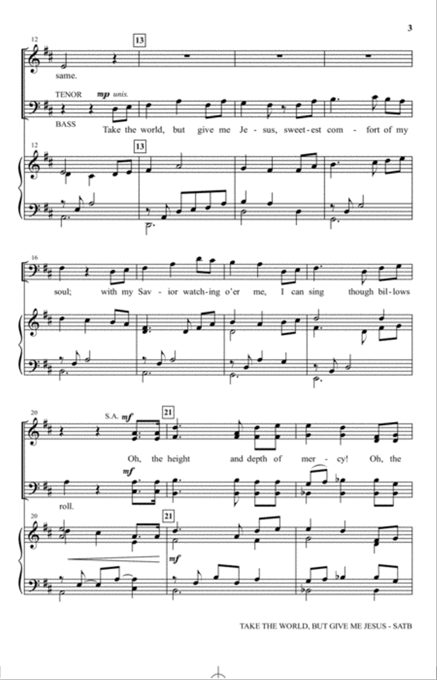 Take The World But Give Me Jesus 4-Part scores gallery preview page 2