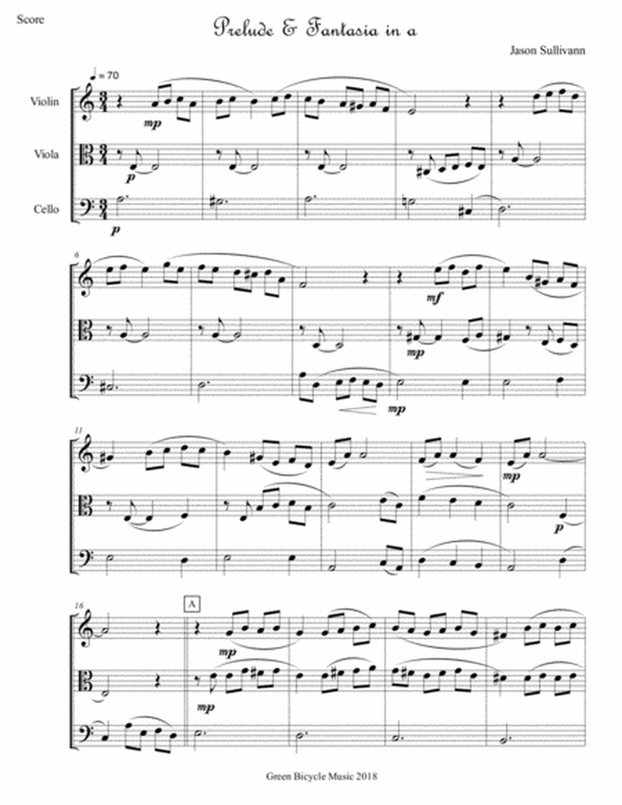Prelude & Fantasia in a for String Trio