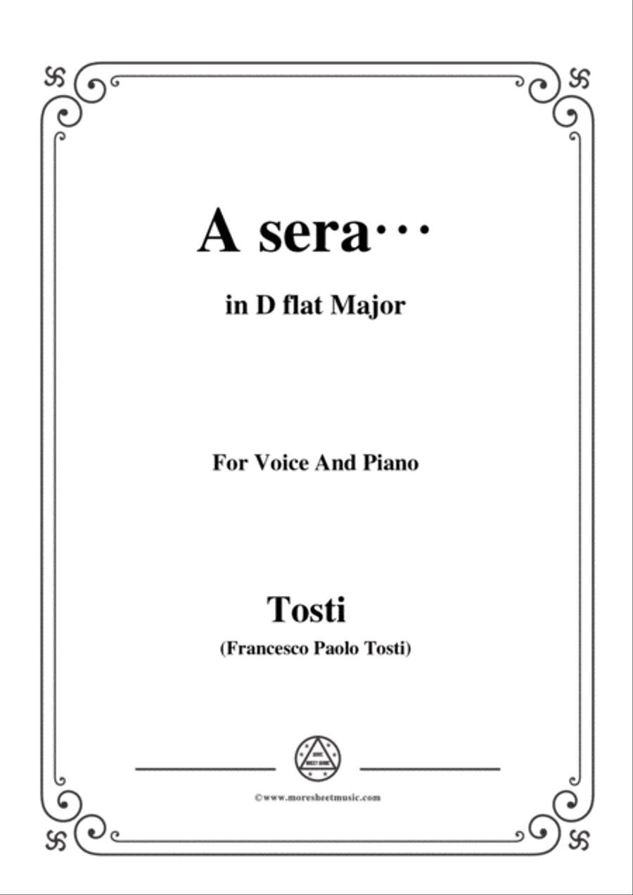 Tosti-A sera in D flat Major,for Voice and Piano Voice Solo scores gallery preview page 1