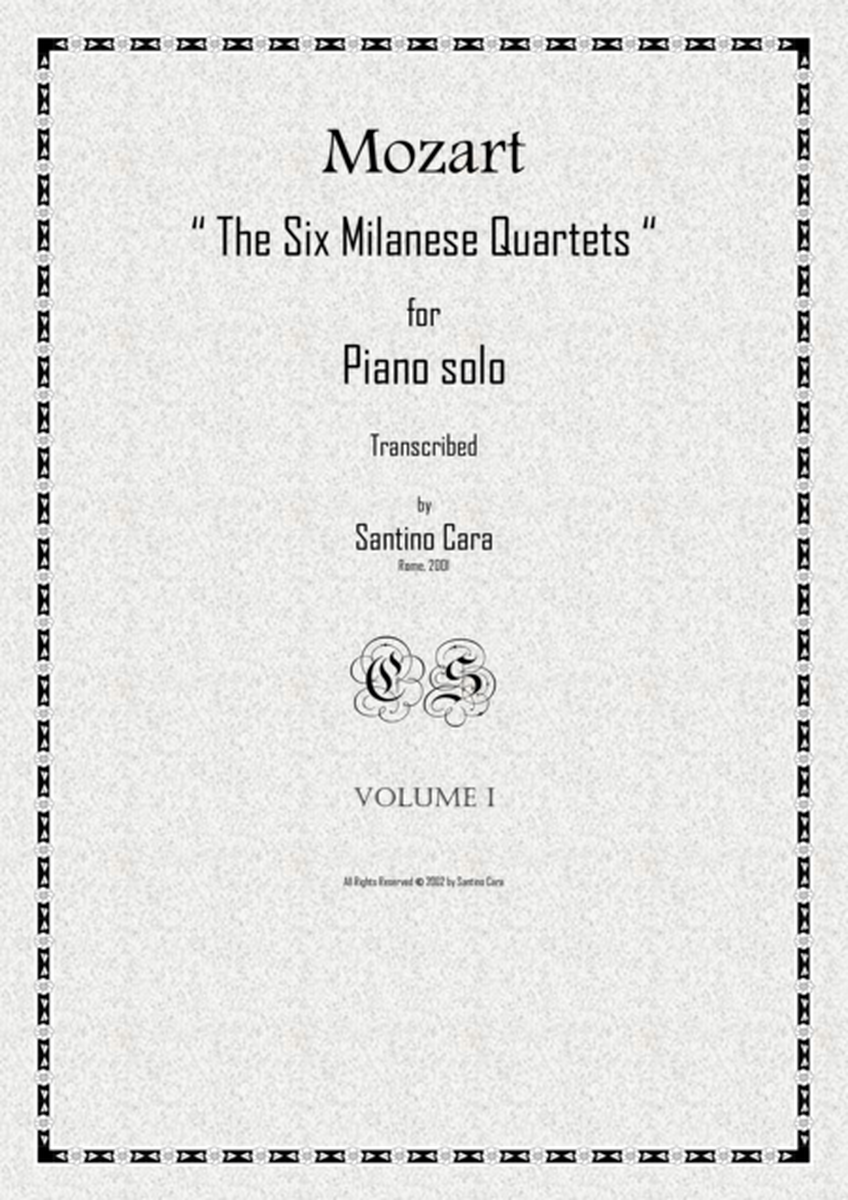 Mozart - The Six Milanese Quartets - Piano version