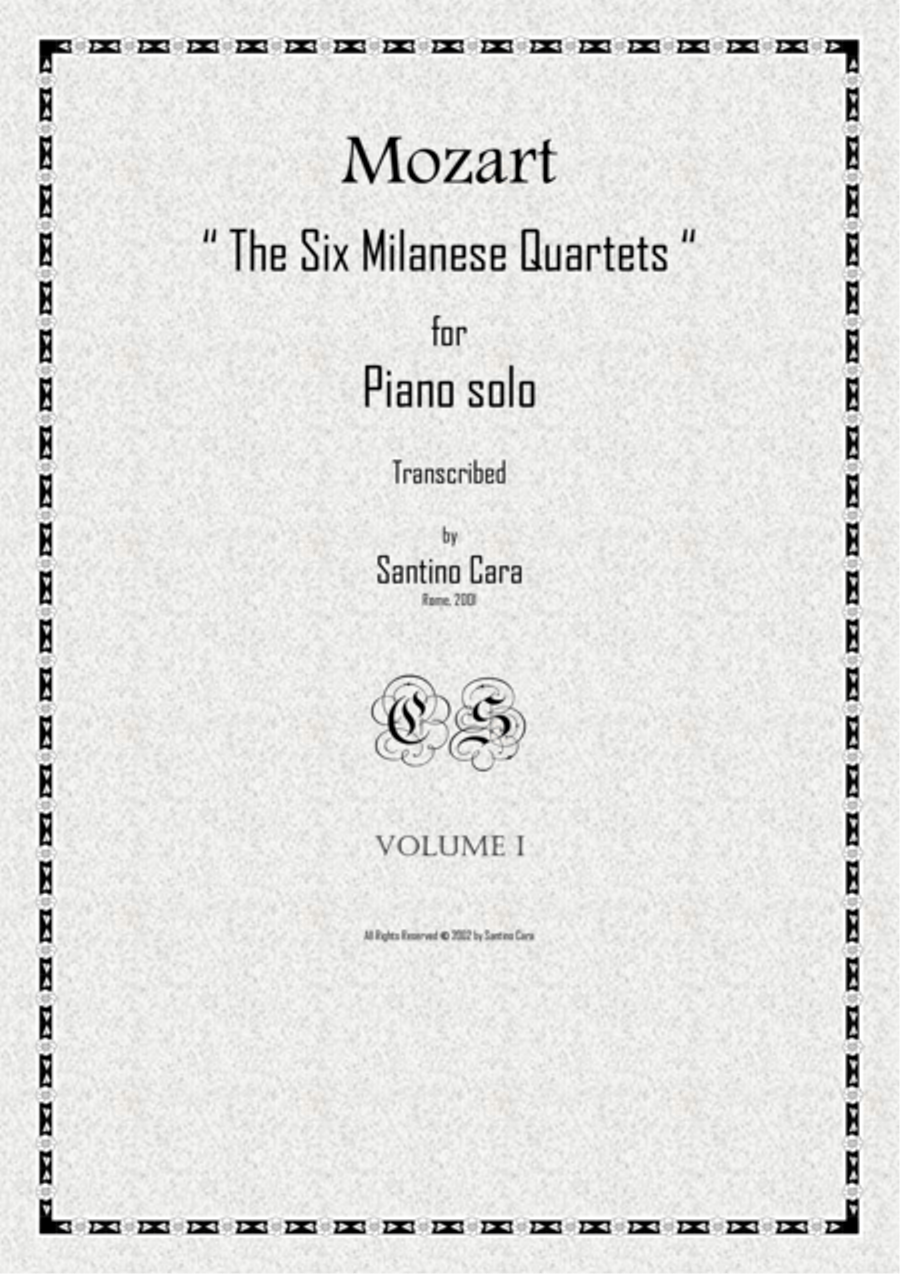 Mozart - The Six Milanese Quartets - Piano version Mozart - The Six Milanese Quartets - Piano version Piano Solo scores gallery preview page 1