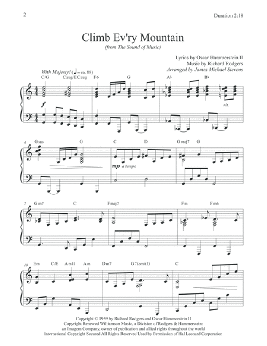 Climb Ev'ry Mountain Climb Ev'ry Mountain Piano Solo scores gallery preview page 2