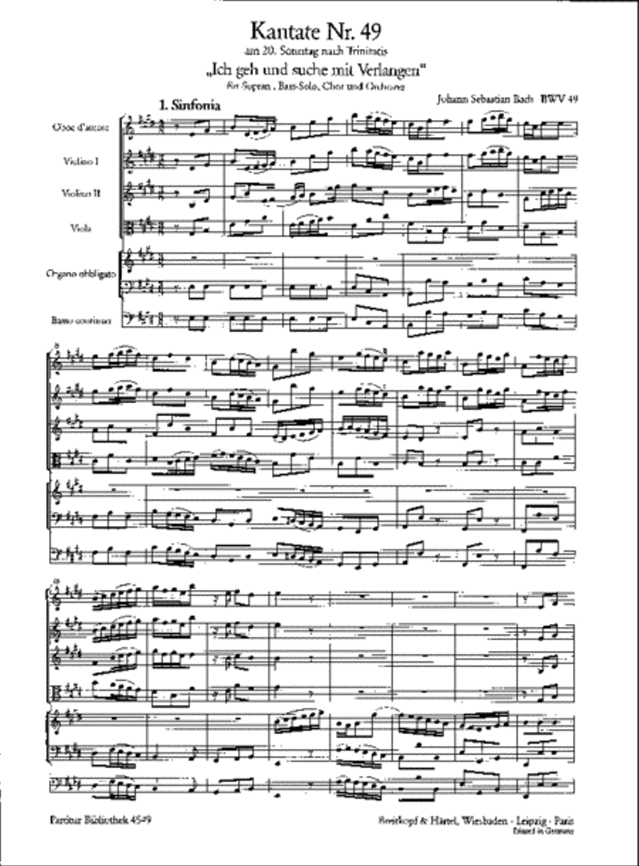 Cantata BWV 49 “Ich geh und suche mit Verlangen” Orchestra scores gallery preview page 2