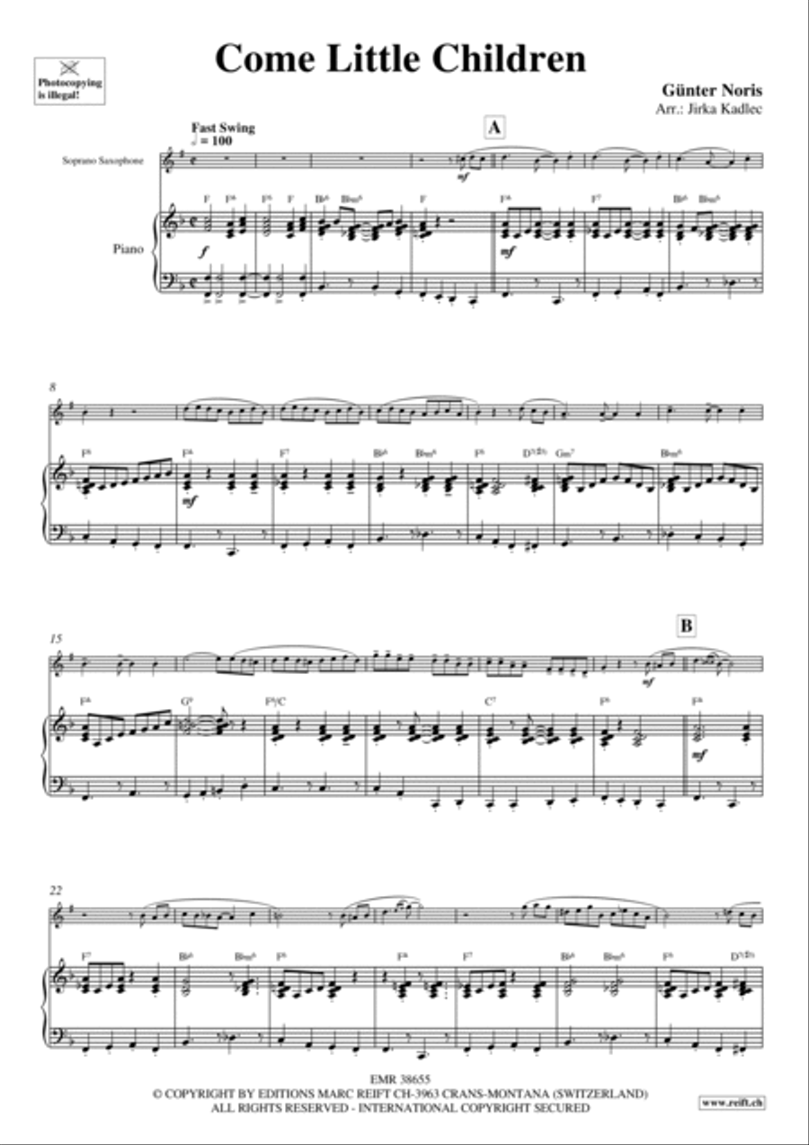 Come Little Children Soprano Saxophone scores gallery preview page 4