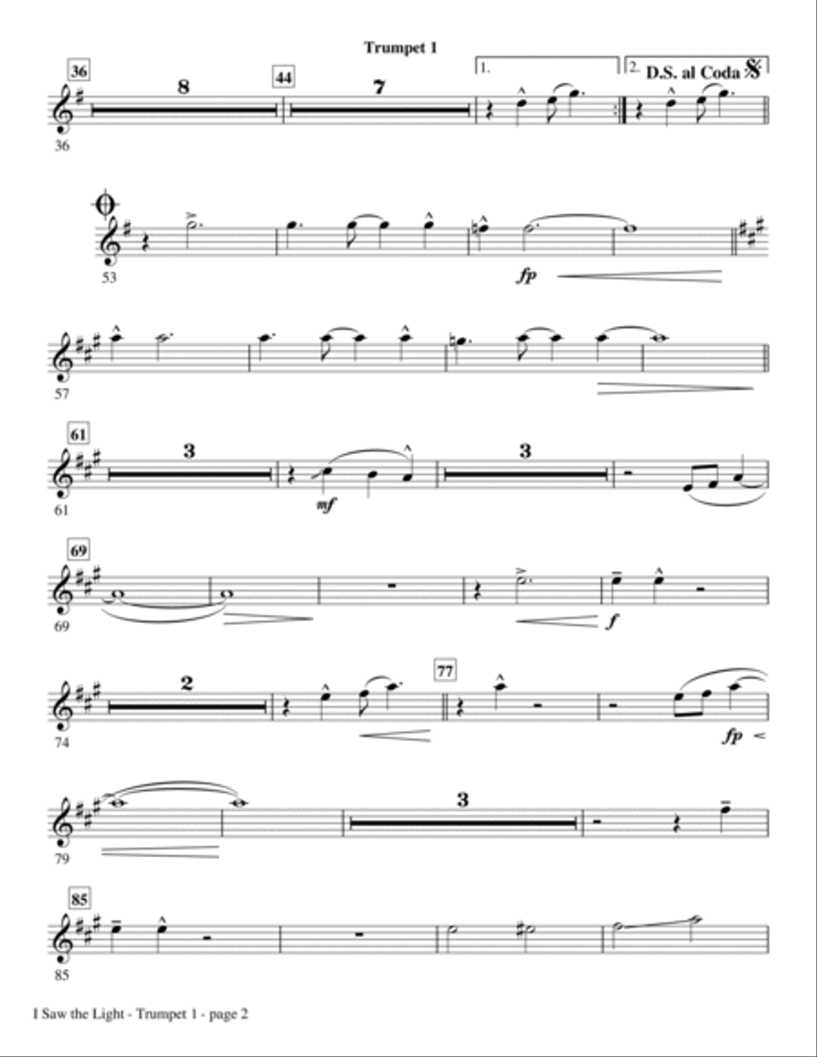 I Saw The Light - Trumpet 1 Choir scores gallery preview page 2