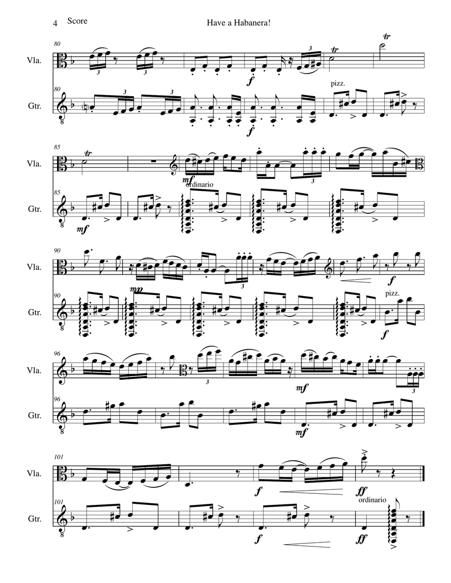 Have a habanera for viola and guitar String Duet scores gallery preview page 4