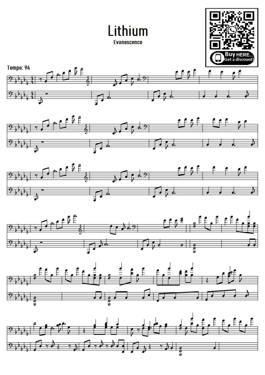 Lithium Easy Piano scores gallery preview page 1