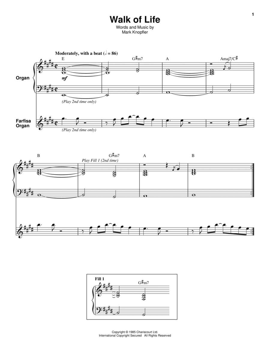 Walk Of Life Walk Of Life Piano scores gallery preview page 1