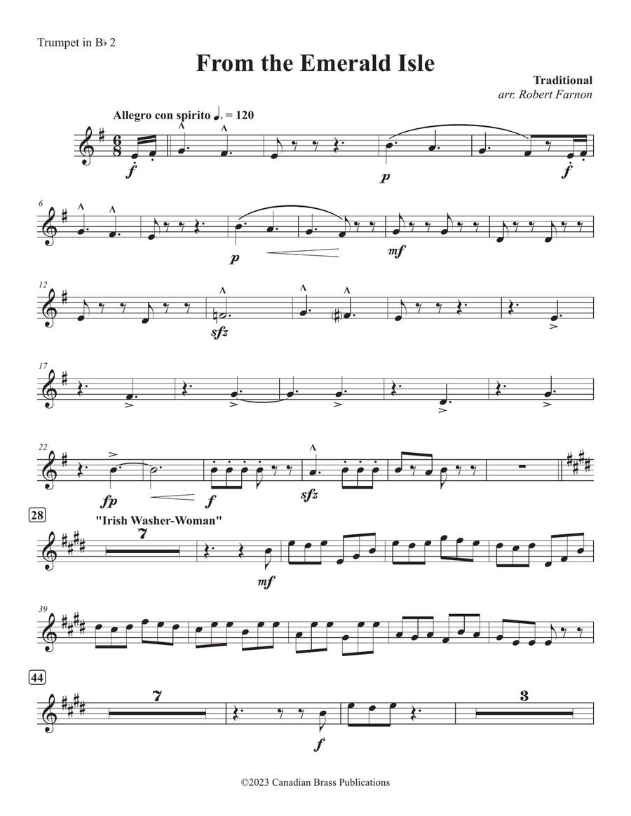 From The Emerald Isle - Bb Trumpet 2 Brass Quintet scores gallery preview page 1