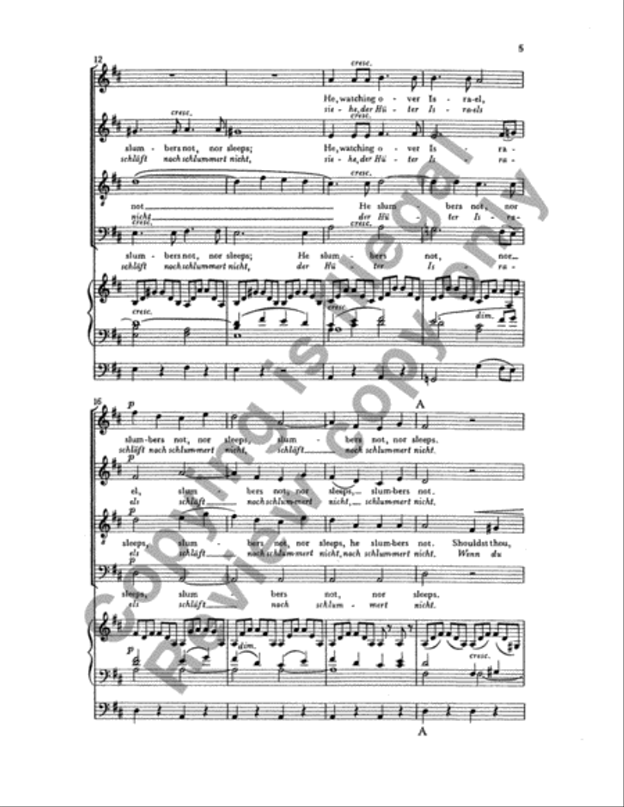 Elijah: He Watching over Israel (Siehe der Hueter Israels) 4-Part scores gallery preview page 14