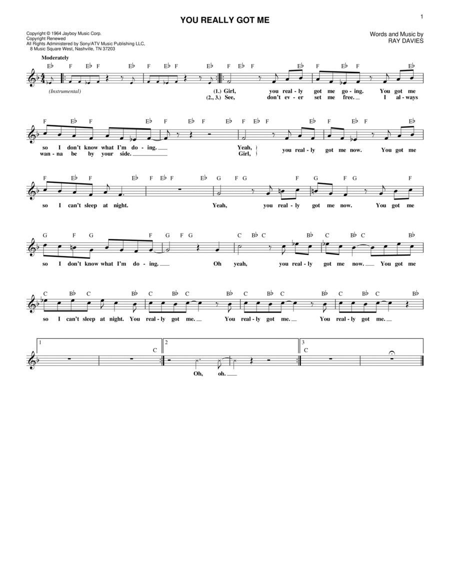 You Really Got Me Piano scores gallery preview page 1