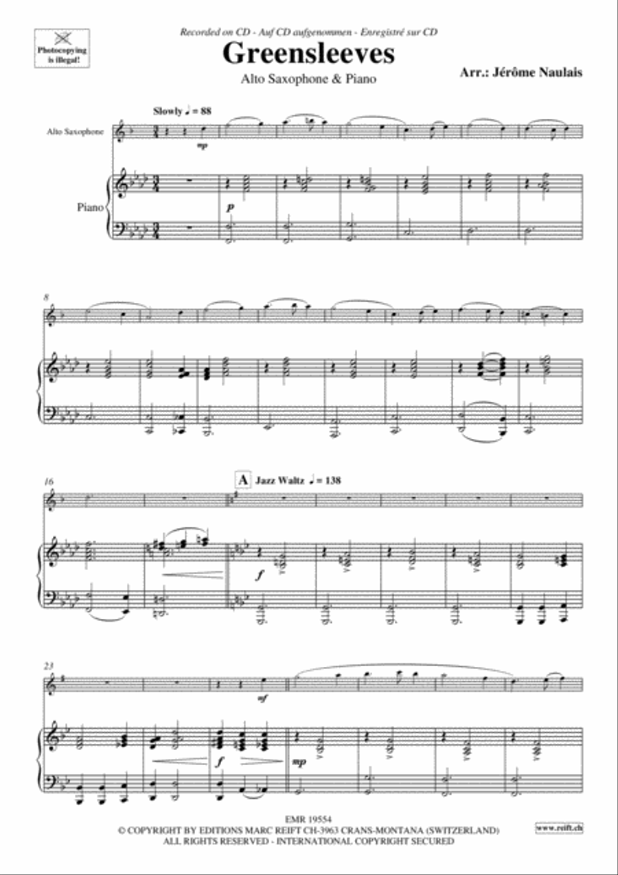 Greensleeves Greensleeves Alto Saxophone scores gallery preview page 4