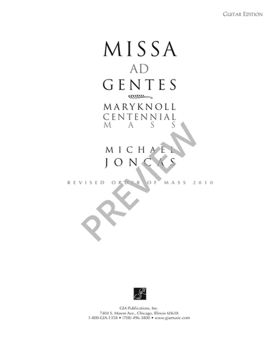 Missa ad Gentes: Maryknoll Centennial Mass - Guitar edition