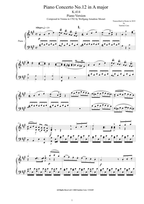 Mozart - Piano Concerto No.12 in A major K.414 - Piano Version
