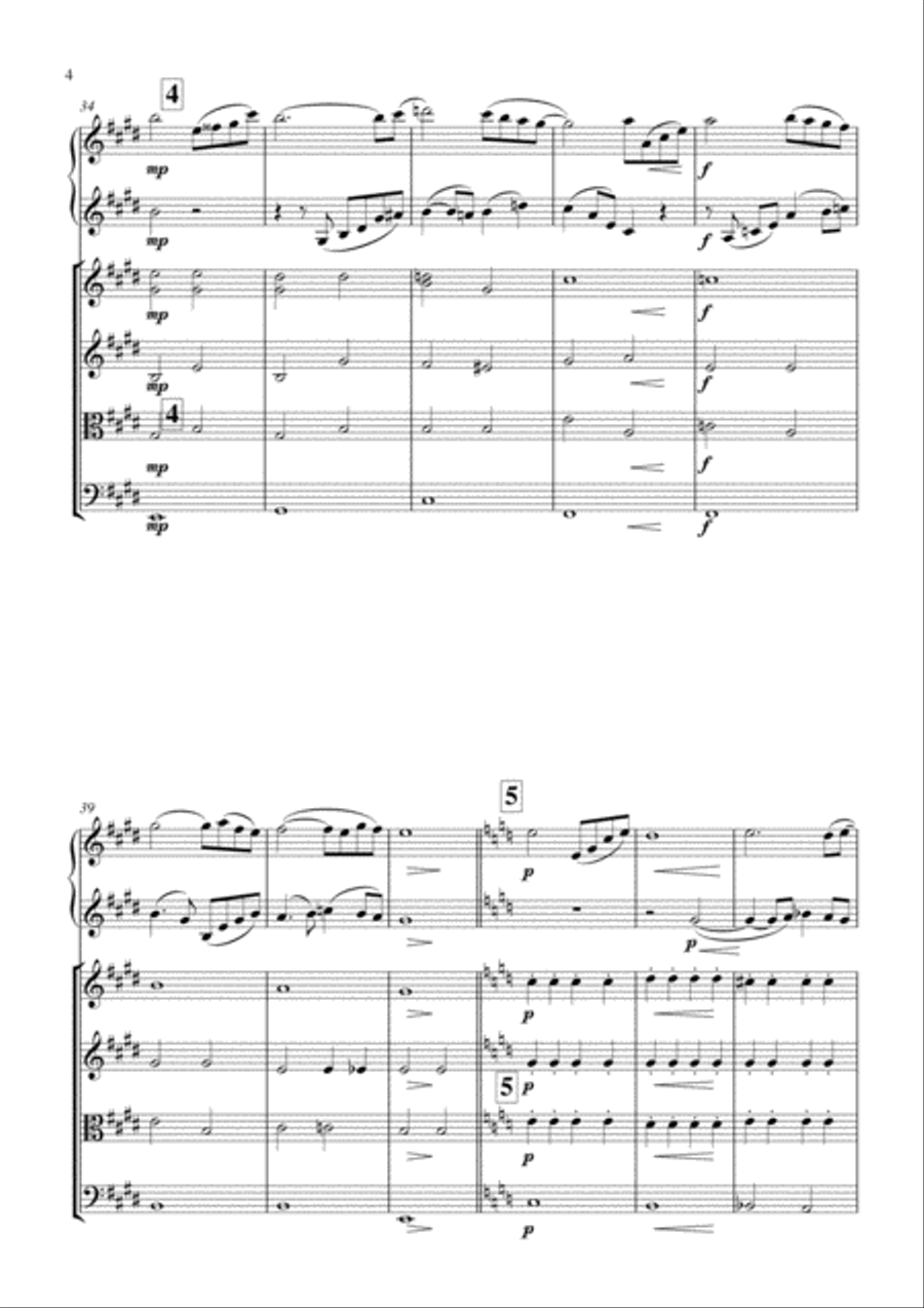 Azarashvili Nocturne for 2 Violin duet with string orchestra String Quartet scores gallery preview page 4