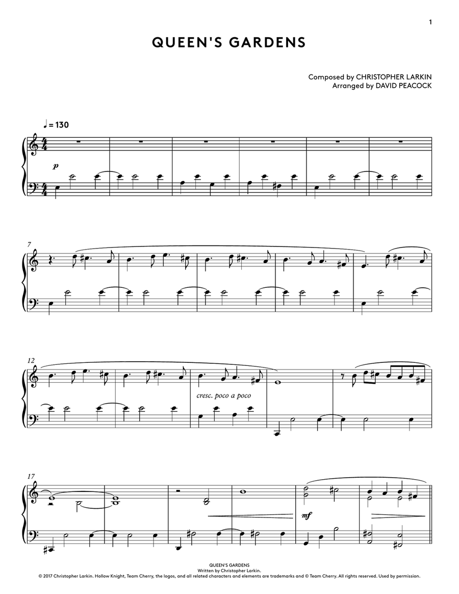 Queen's Gardens (Hollow Knight Piano Collections) Piano Solo scores gallery preview page 4