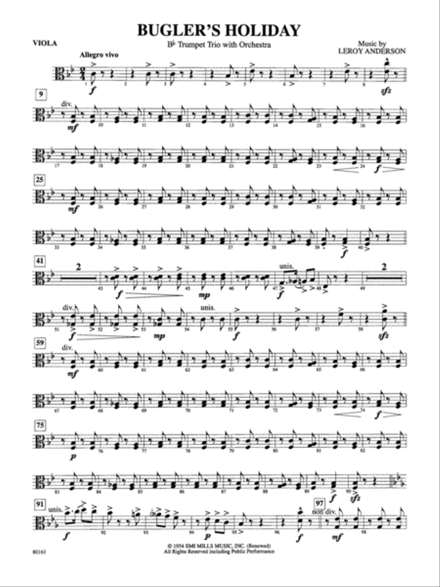 Bugler's Holiday: Viola Full Orchestra scores gallery preview page 1