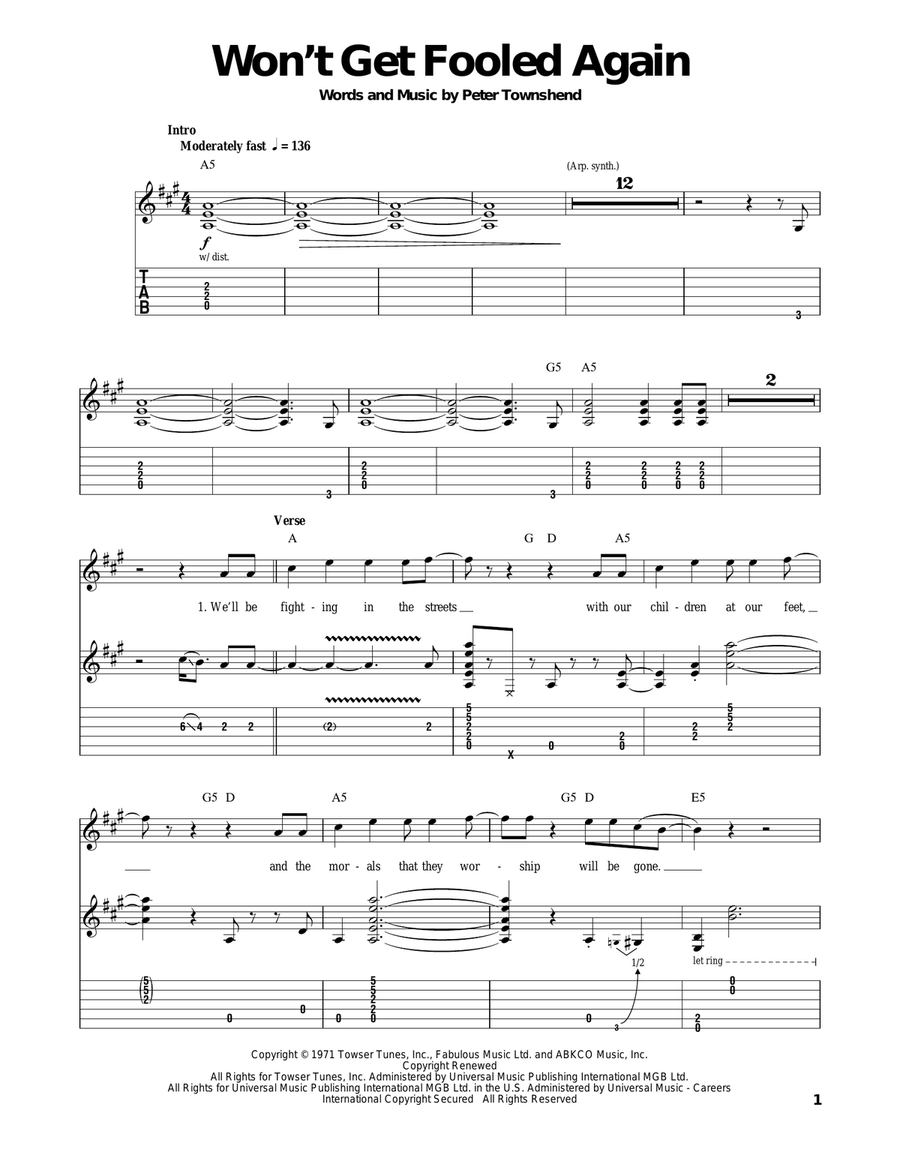Won't Get Fooled Again Won't Get Fooled Again Acoustic Guitar scores gallery preview page 1