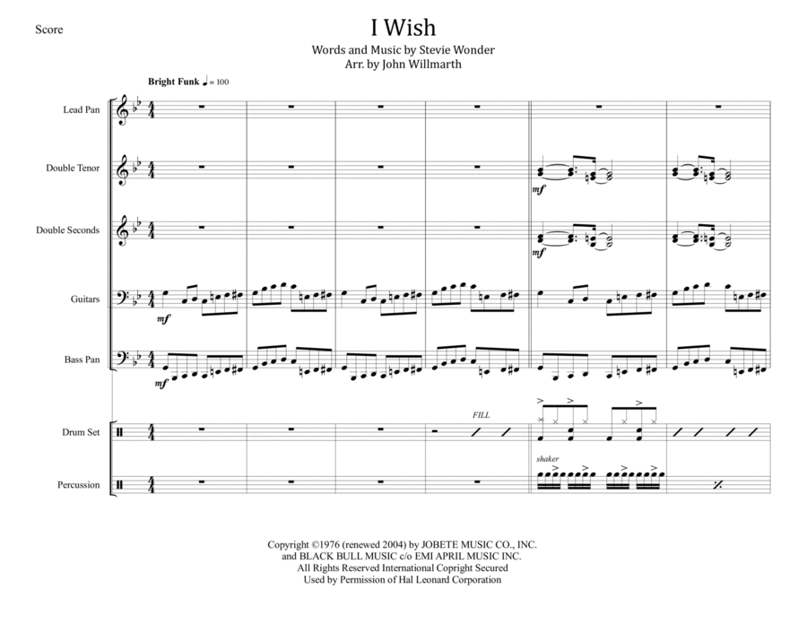 I Wish Steel Drum Band scores gallery preview page 1
