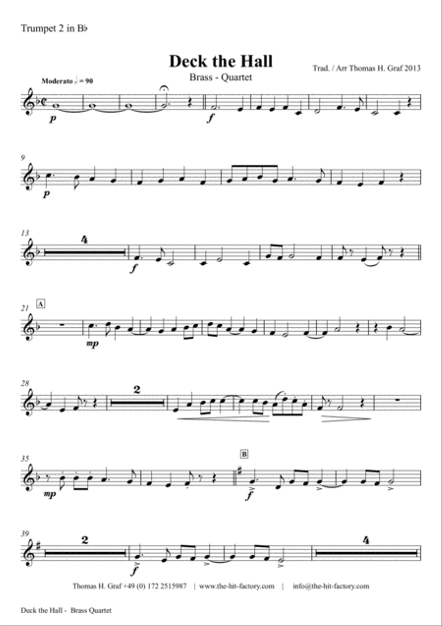 Deck the halls - Christmas Carol - Polyphonic - Brass Quintet Brass Quintet scores gallery preview page 6