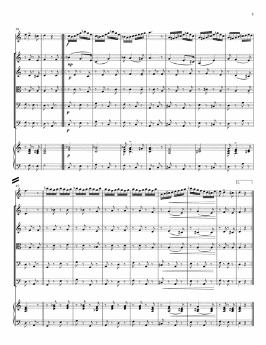Monti's Czardas, for violin soloist and string orchestra Piano Quintet scores gallery preview page 5
