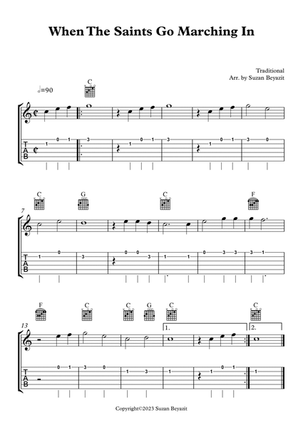 When the Saints Go Marching (Easy Guitar Level 1) image number null