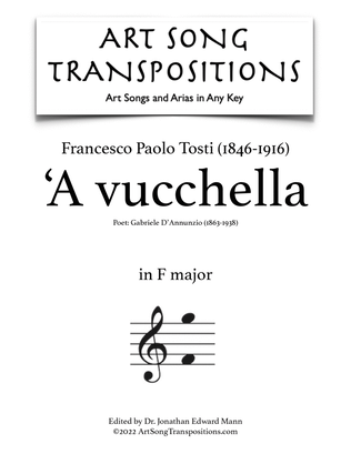 Book cover for TOSTI: 'A vucchella (transposed to F major)