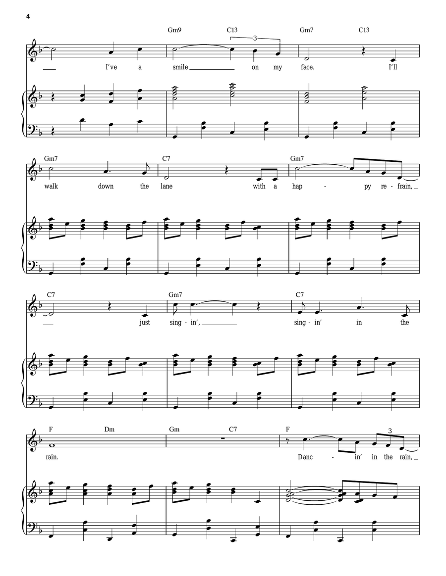 Singin' In The Rain Piano, Vocal scores gallery preview page 4