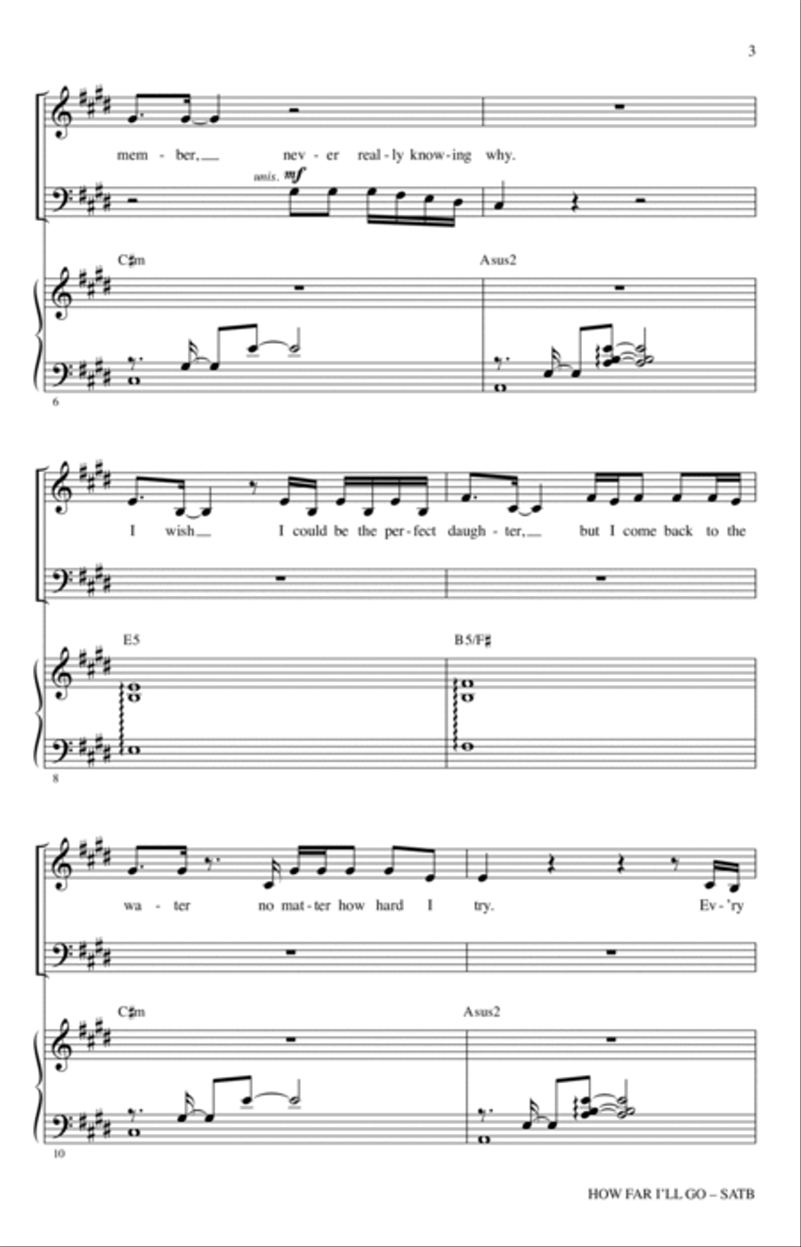 How Far I'll Go (from Moana) (arr. Ed Lojeski) 4-Part scores gallery preview page 2