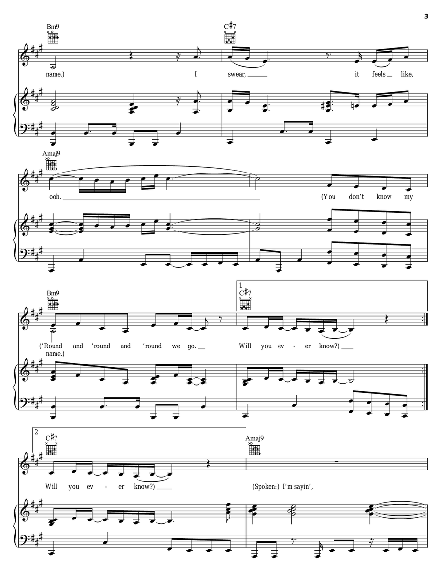 You Don't Know My Name Piano, Vocal, Guitar scores gallery preview page 3