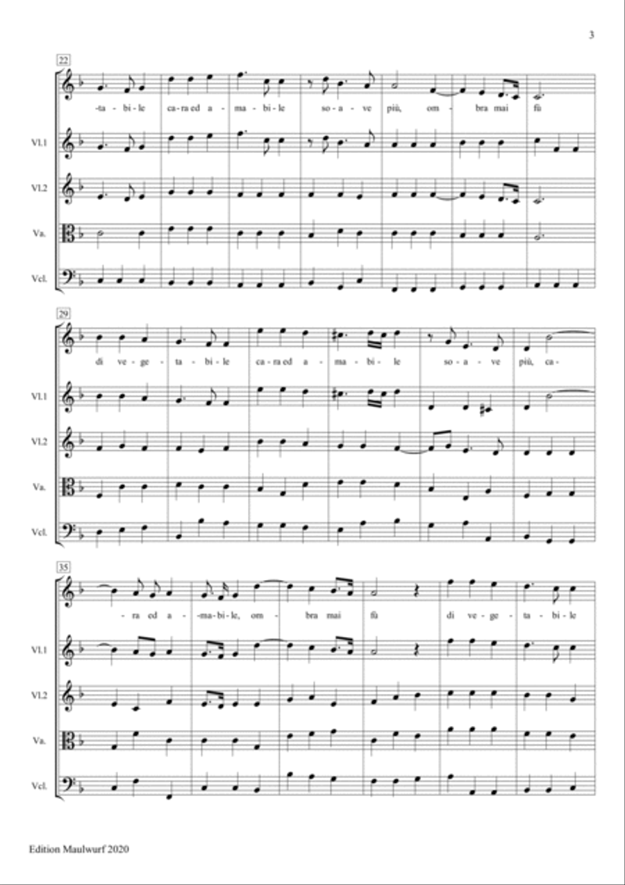5 Baroque Songs for voice and string quartet String Quartet scores gallery preview page 5