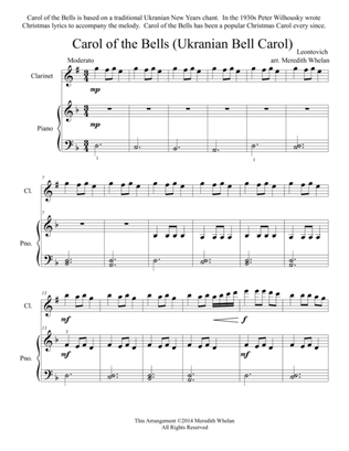 Christmas Duets for Clarinet & Piano: Carol of the Bells (Ukranian Bell Carol)