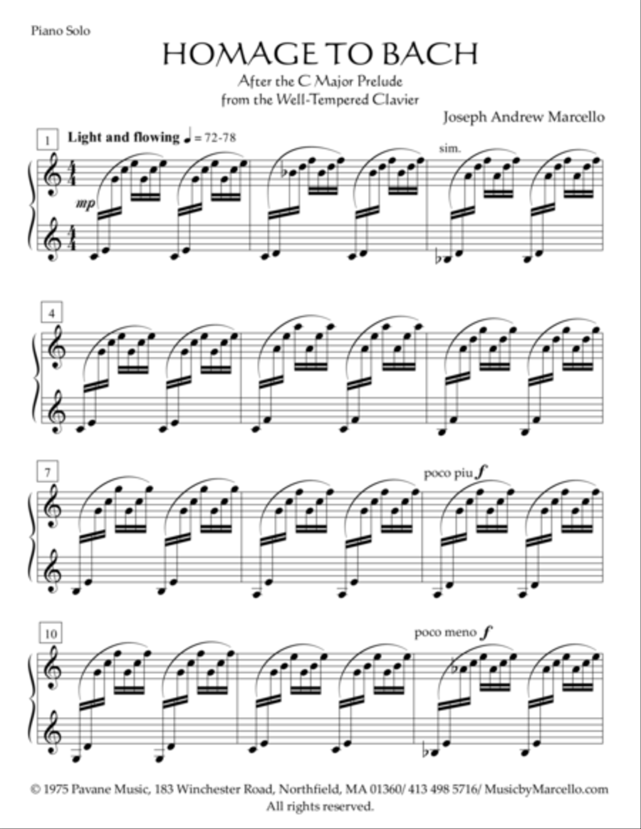 Homage to Bach Homage to Bach Piano Solo scores gallery preview page 1