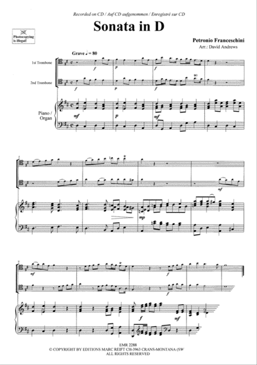 Sonata in D Trombone Duet scores gallery preview page 4