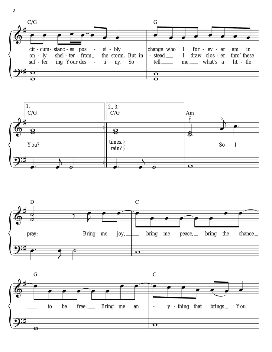 Bring The Rain Bring The Rain Easy Piano scores gallery preview page 2