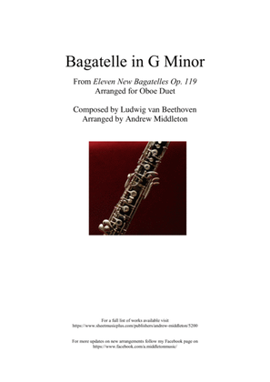 Book cover for Bagatelle in G Minor arranged for Oboe Duet