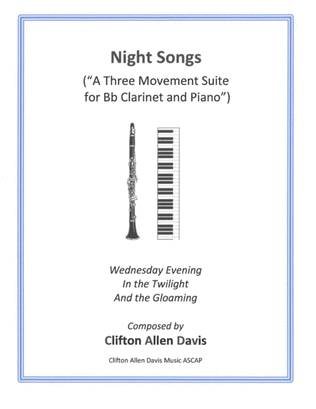 Book cover for Night Songs (A Three Movement Suite for Bb Clarinet and Piano)