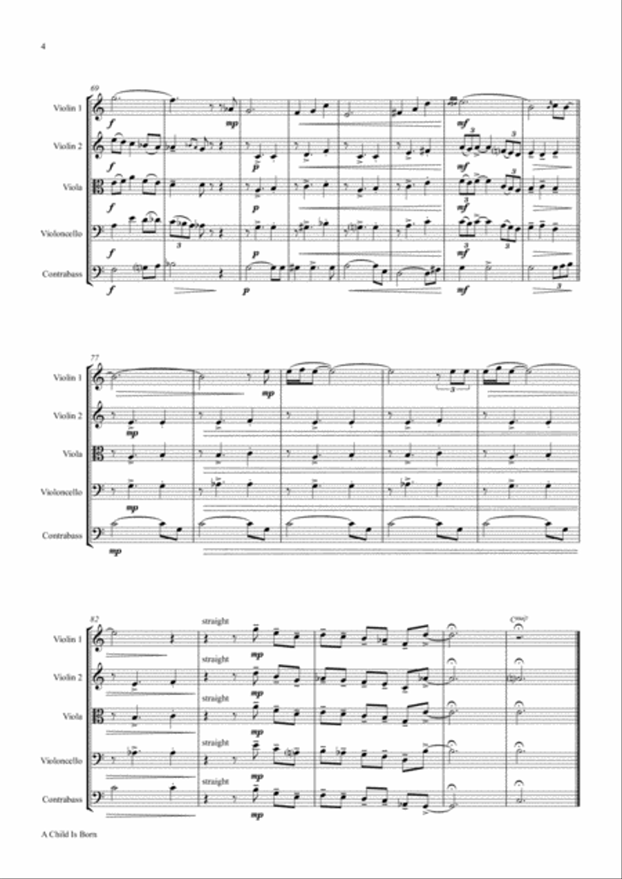 A Child Is Born String Quintet scores gallery preview page 4